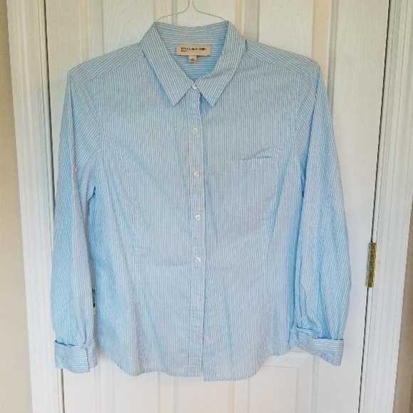 Jones New York Sport blue/white stripped blouse - Picture 1 of 3